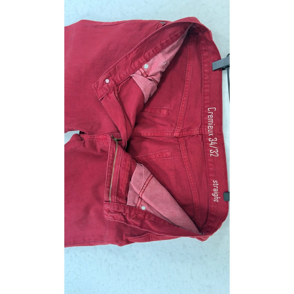 Cremieux Mens Straight Leg Jeans Red 100% Cotton Denim Pants 34x32 - Picture 3 of 10